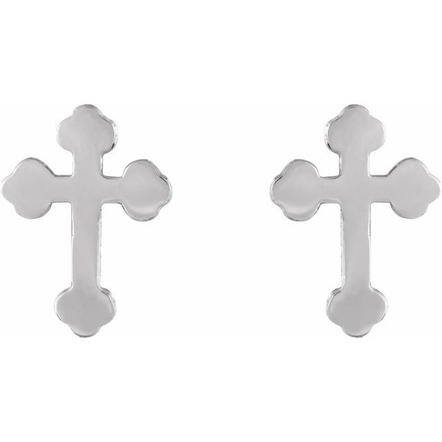 14K White Cross Earrings
