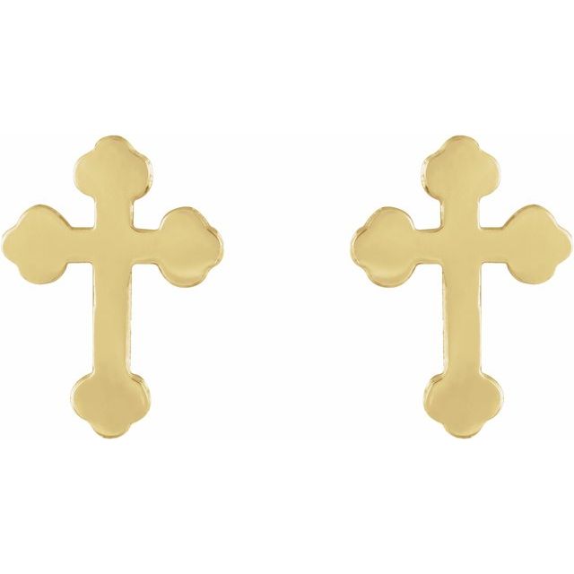 14K Yellow Cross Earrings