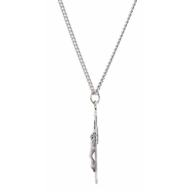 Sterling Silver 32x22 mm Crucifix 24" Necklace