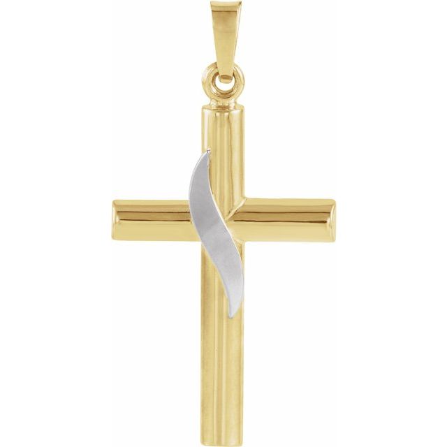 14K Yellow/White 25x16 mm Cross Pendant