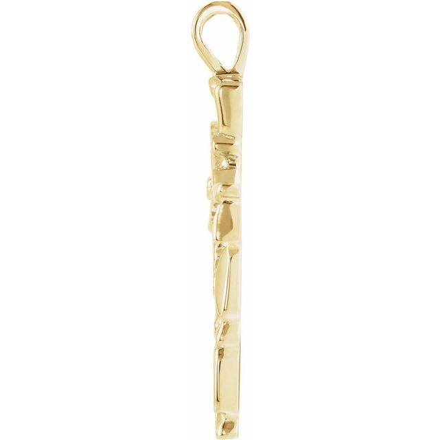 14K Yellow Nugget Cross Pendant