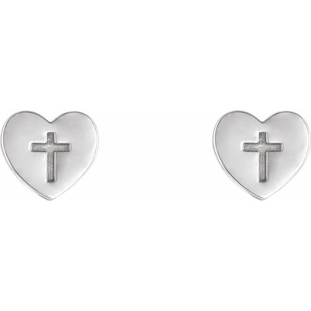 Sterling Silver Heart & Cross Earrings