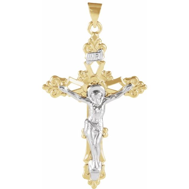 14K Yellow/White 45.5x30.5 mm Crucifix Pendant