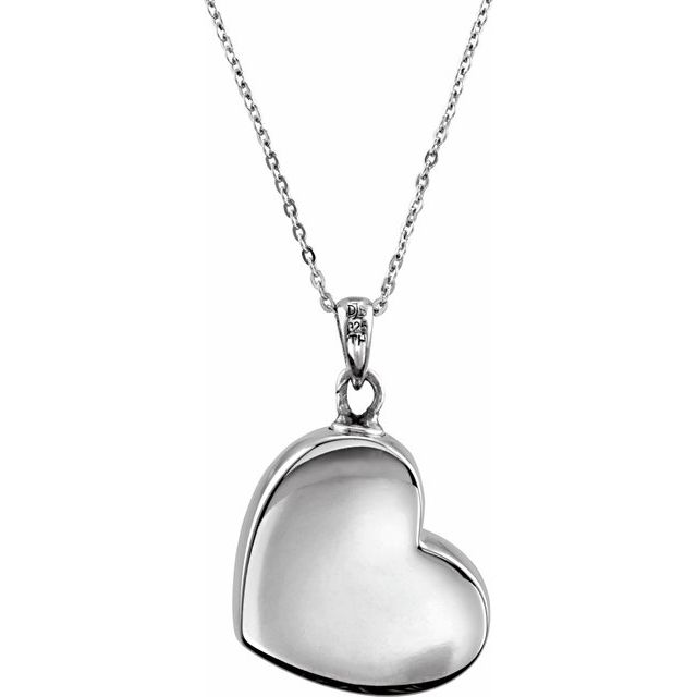 Sterling Silver 1.5 mm Round Imitation Pink Cubic Zirconia Ash Holder 18" Necklace