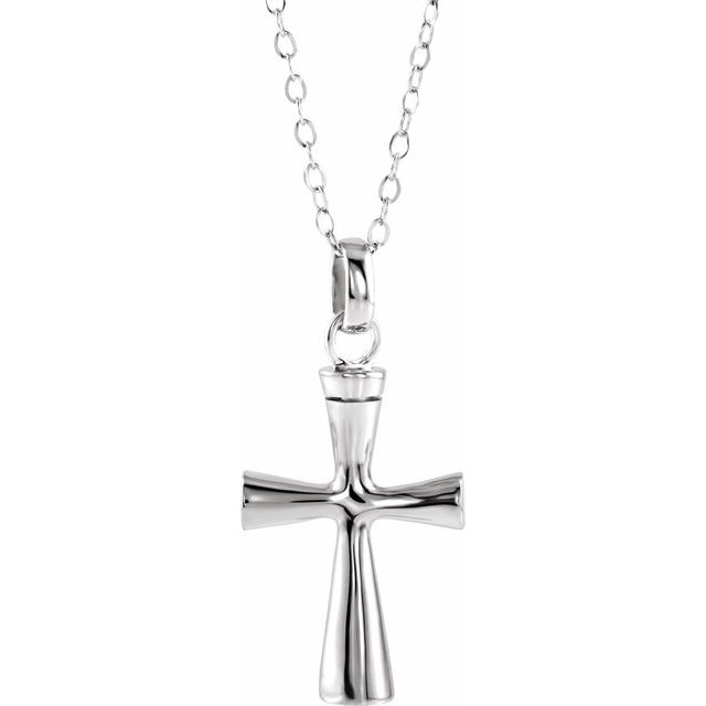 Sterling Silver Cross Ash Holder 18" Necklace