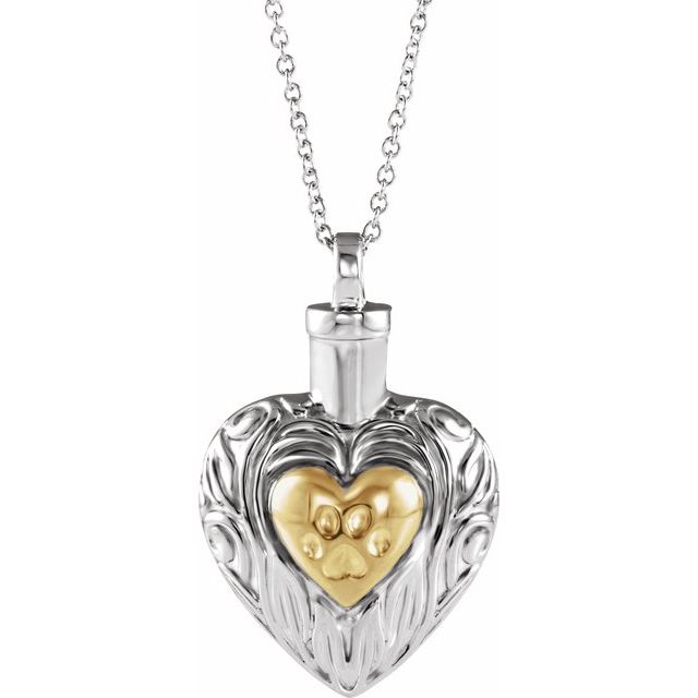 Sterling Silver Pet Heart Ash Holder 18" Necklace