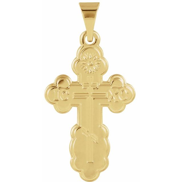 14K Yellow St. Olga Orthodox Cross Pendant
