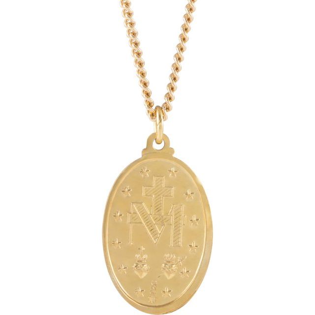 24K Yellow Gold-Plated 29x18 mm Miraculous 24" Necklace