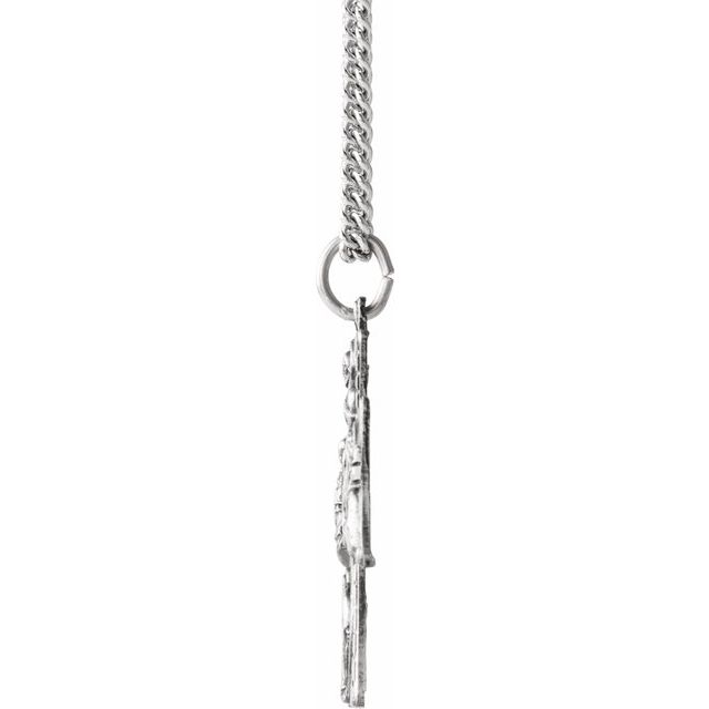 Sterling Silver 28x23 mm Four-Way Cross Medal 24" Necklace