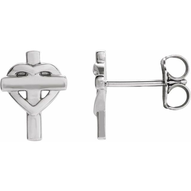 Sterling Silver Heart & Cross Earrings