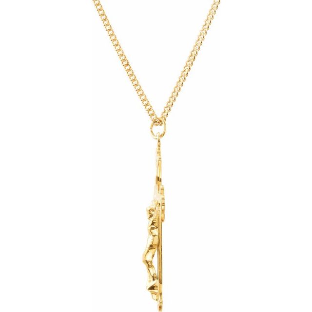 24K Yellow Gold-Plated 50x31 mm Crucifix 24" Necklace