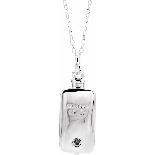 Sterling Silver Rectangle Ash Holder 18" Necklace