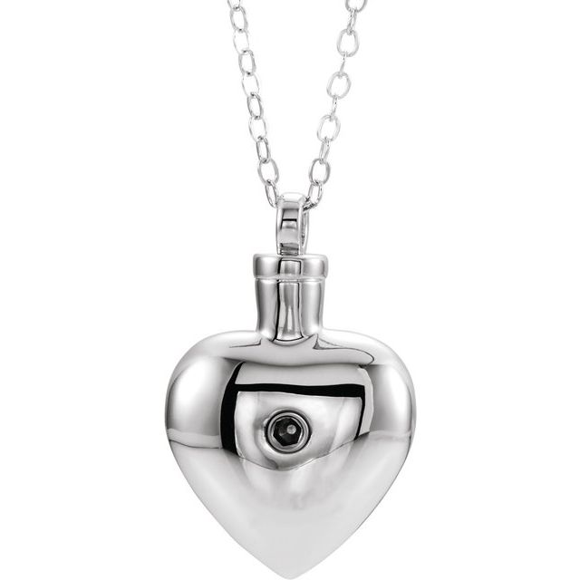 Sterling Silver 14K Yellow Gold-Plated Heart Ash Holder 18" Necklace