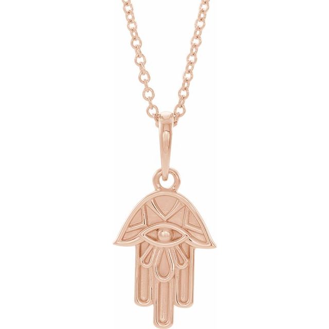 14K Rose Hamsa 16-18" Necklace