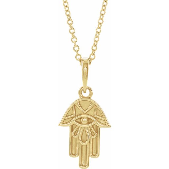 14K Yellow Hamsa 16-18" Necklace