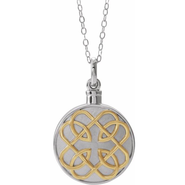 14K Yellow Gold-Plated Sterling Silver Celtic-Inspired Ash Holder 18" Necklace