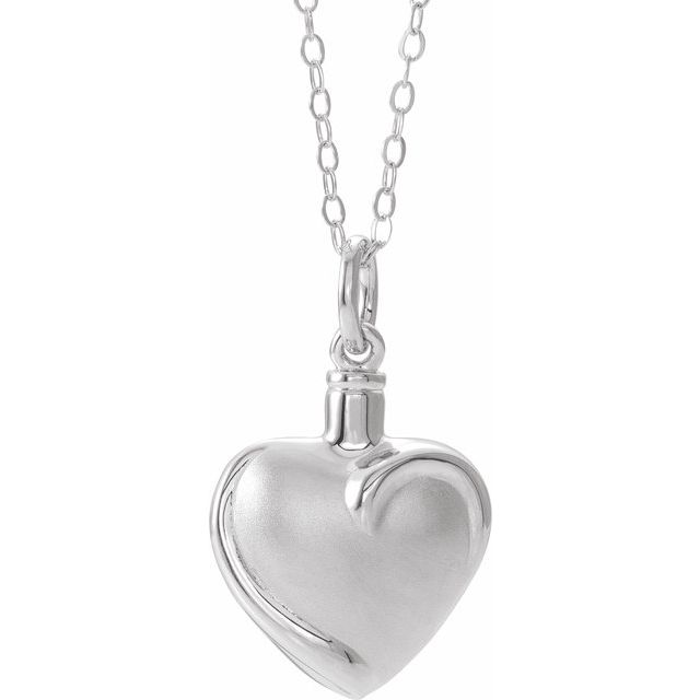Sterling Silver Heart Ash Holder 18" Necklace