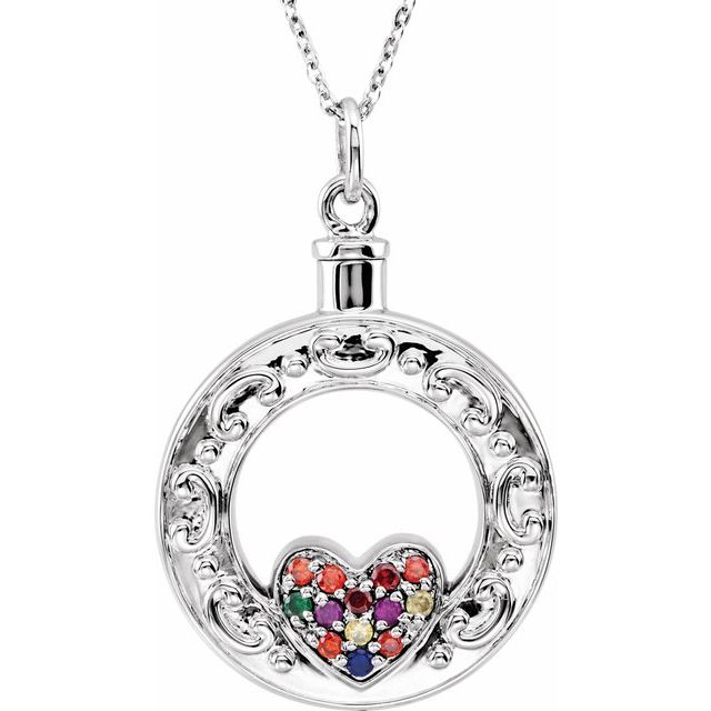 Sterling Silver Celebration of Life Heart Ash Holder 18" Necklace