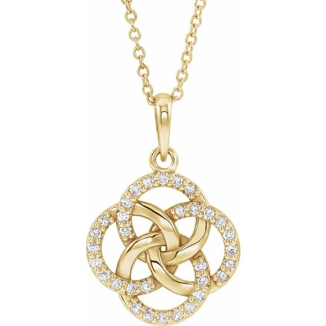 14K Yellow 1/8 CTW Natural Diamond Five-Fold Celtic-Inspired 16-18" Necklace