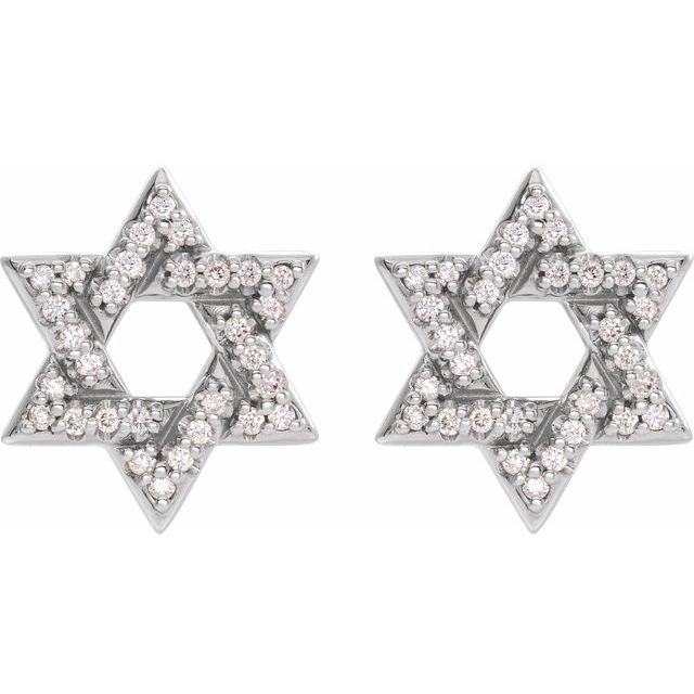 Platinum 1/8 CTW Natural Diamond Star of David Earrings