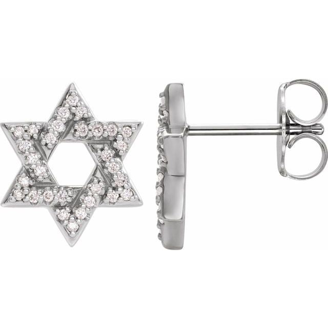 Platinum 1/8 CTW Natural Diamond Star of David Earrings