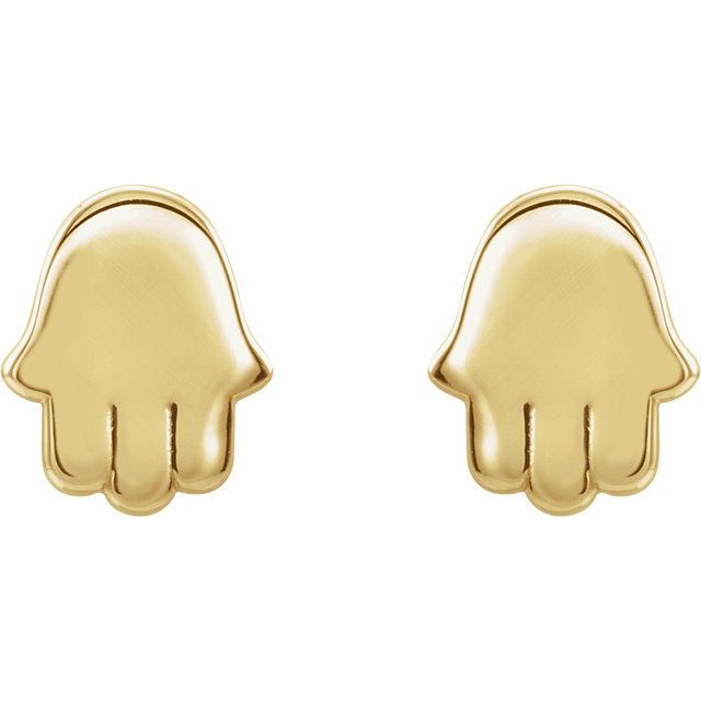 14K Yellow Hamsa Earrings