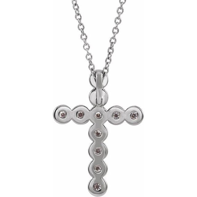 Platinum 1/4 CTW Natural Diamond Cross 16-18" Necklace
