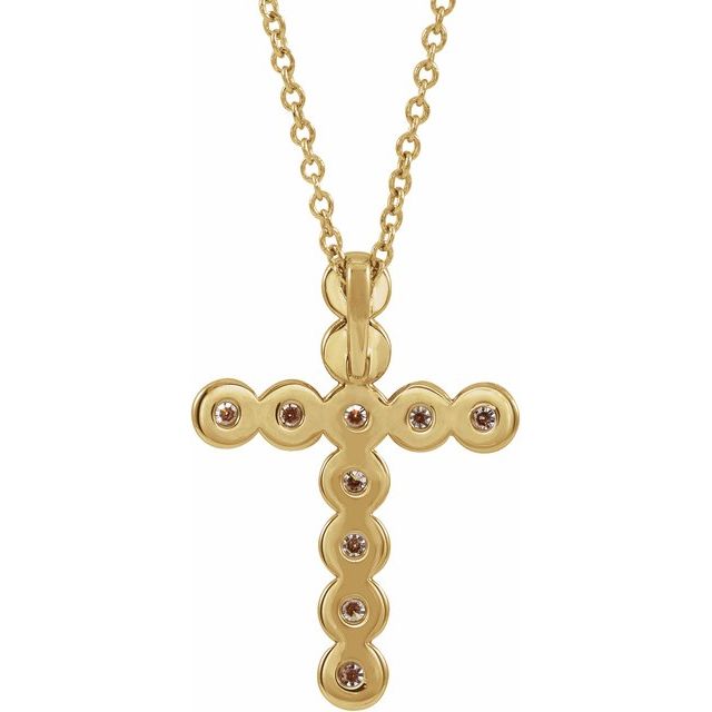 14K Yellow 1/4 CTW Natural Diamond Cross 16-18" Necklace