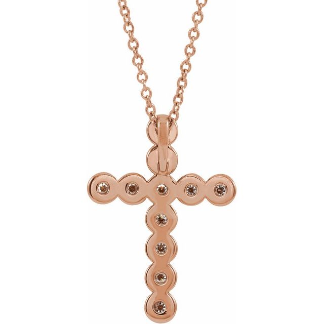 14K Rose 1/4 CTW Natural Diamond Cross 16-18" Necklace