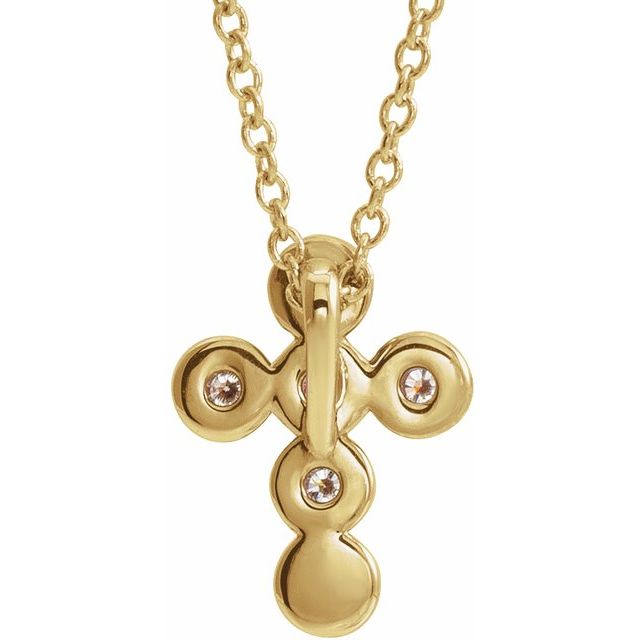 14K Yellow 1/6 CTW Natural Diamond Cross 16-18" Necklace