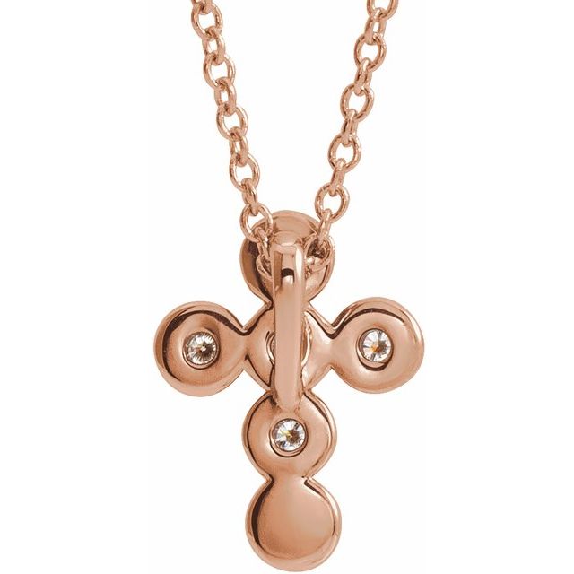 14K Rose 1/6 CTW Natural Diamond Cross 16-18" Necklace