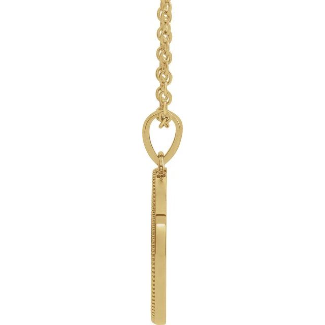 14K Yellow Oval Cross Medal 20" Necklace
