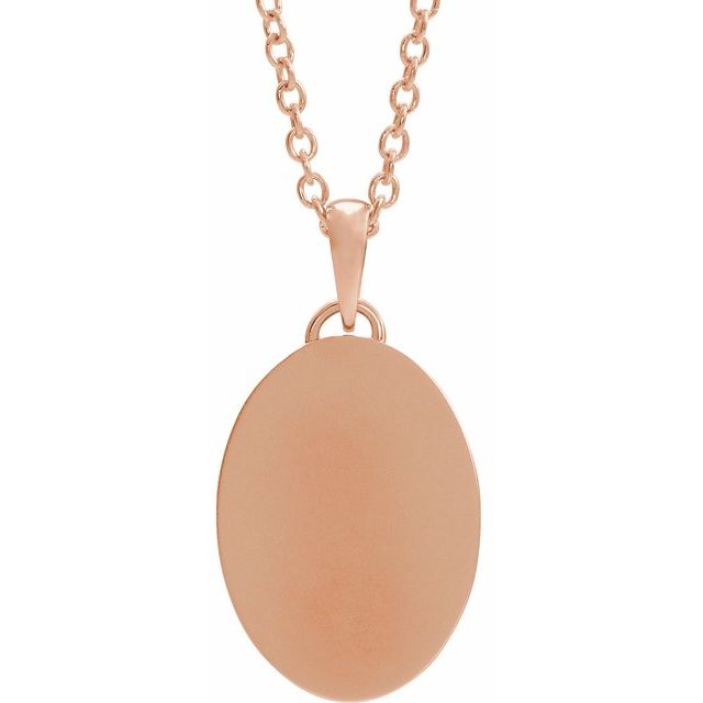 14K Rose Oval Cross Medal 20" Necklace