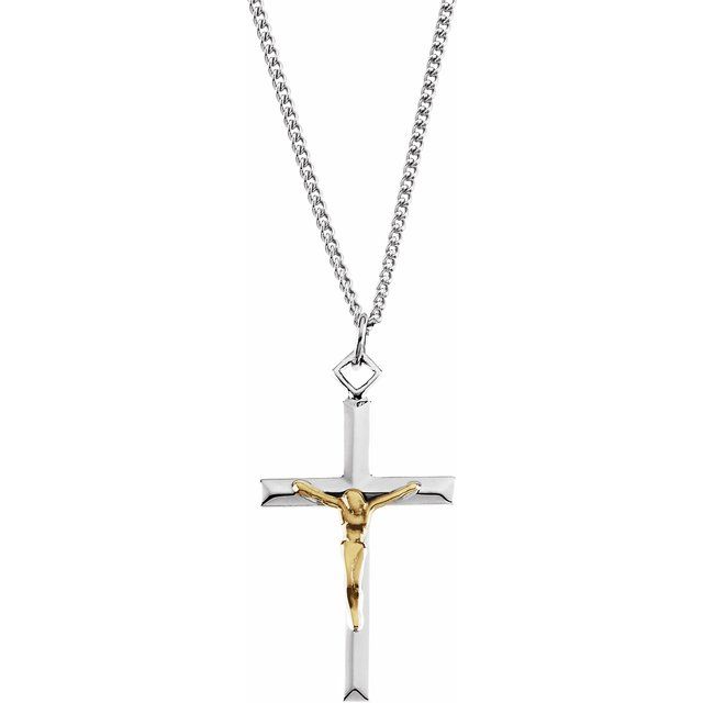 Sterling Silver 29x18 mm Crucifix 24" Necklace