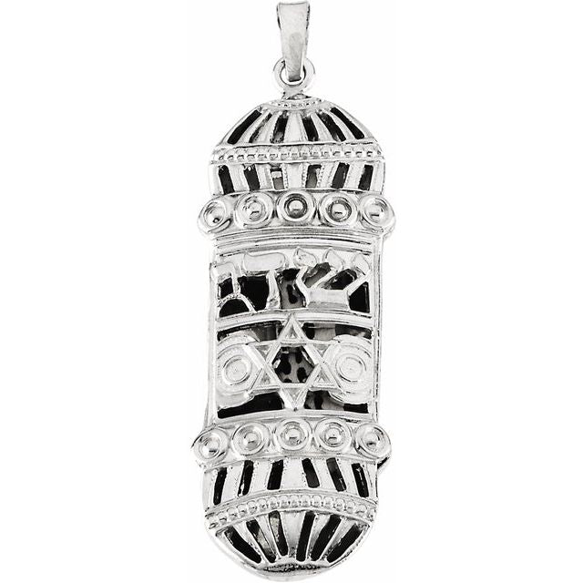 Sterling Silver 37x13 mm Mezuzah Pendant