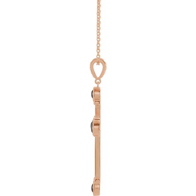 14K Rose Natural Black Onyx Cross 16-18" Necklace