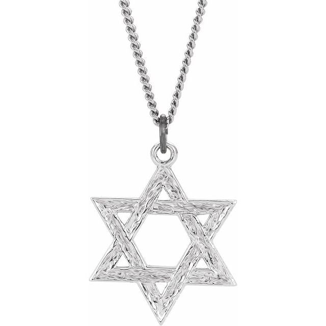 Sterling Silver 20x18 mm Star of David 18" Necklace