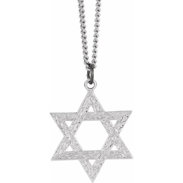Sterling Silver 29x26 mm Star of David 24" Necklace