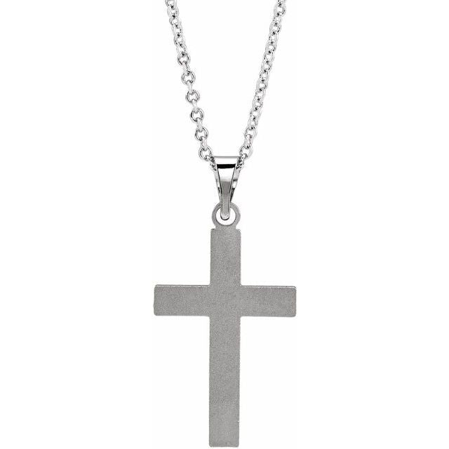 14K White Cross 18" Necklace