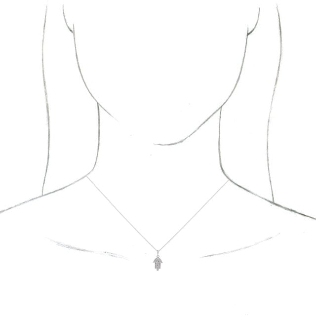 14K White Hamsa 16-18" Necklace