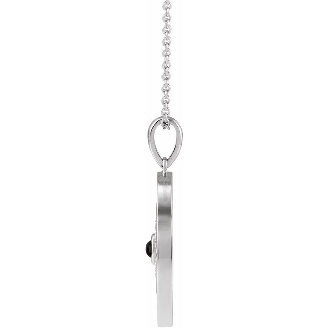 14K White Natural Black Onyx & 1/6 CTW Natural Diamond Evil Eye 16-18" Necklace