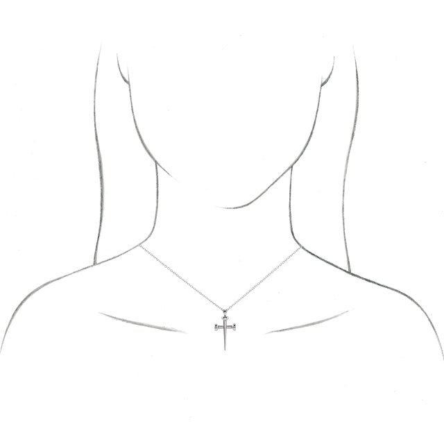 14K White Nail Cross 24" Necklace