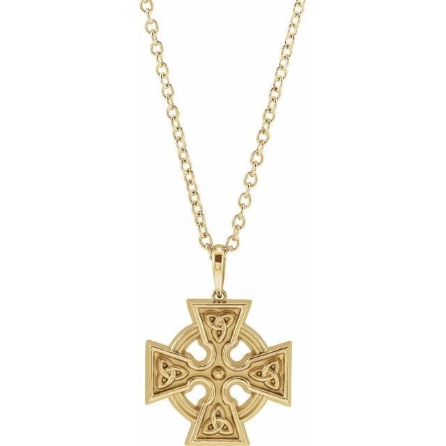 14K Yellow Celtic-Inspired Cross 20" Necklace