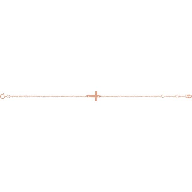 14K Rose Engravable Cross 6 1/2-7 1/2" Bracelet