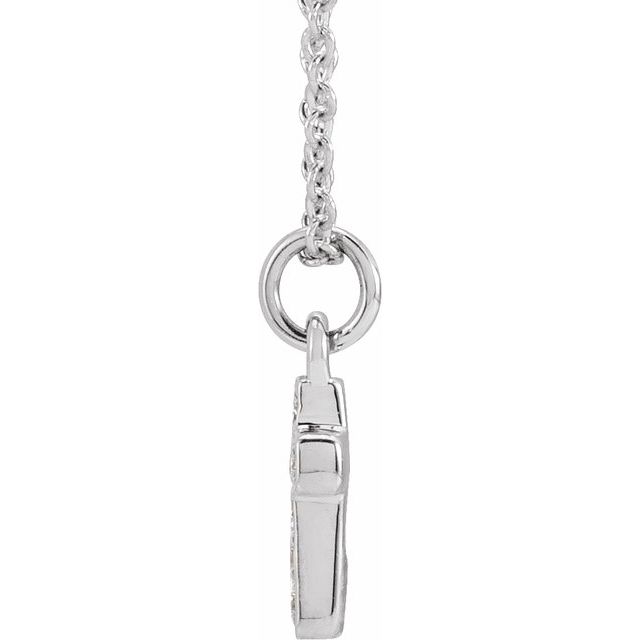 14K White .04 CTW Natural Diamond Youth Cross 15" Necklace