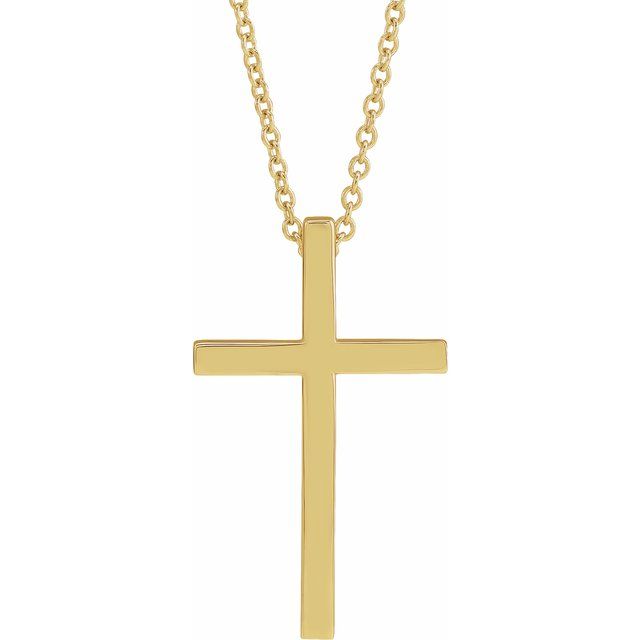 14K Yellow 21.7x13.5 mm Cross 18" Necklace