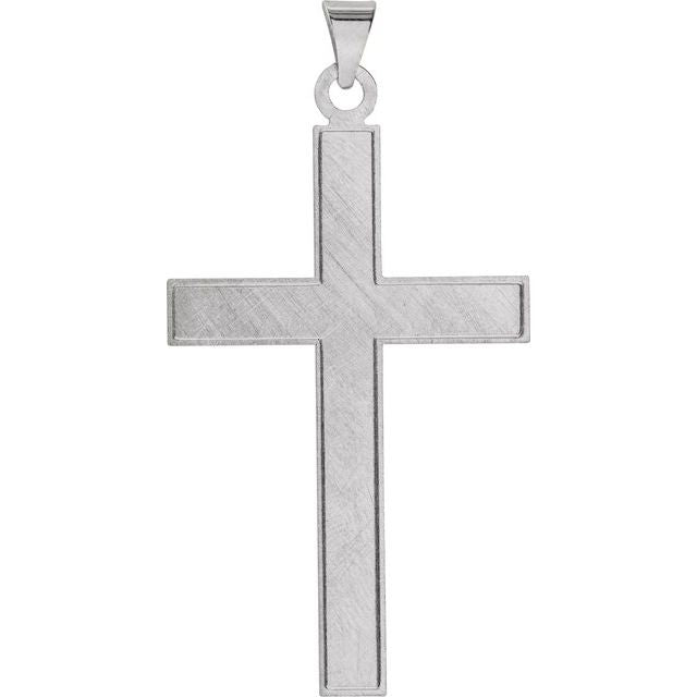 14K White 42x25 mm Cross Pendant