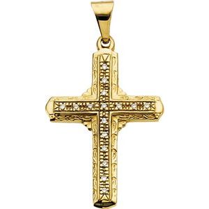 14K Yellow .08 CTW Diamond Cross Pendant