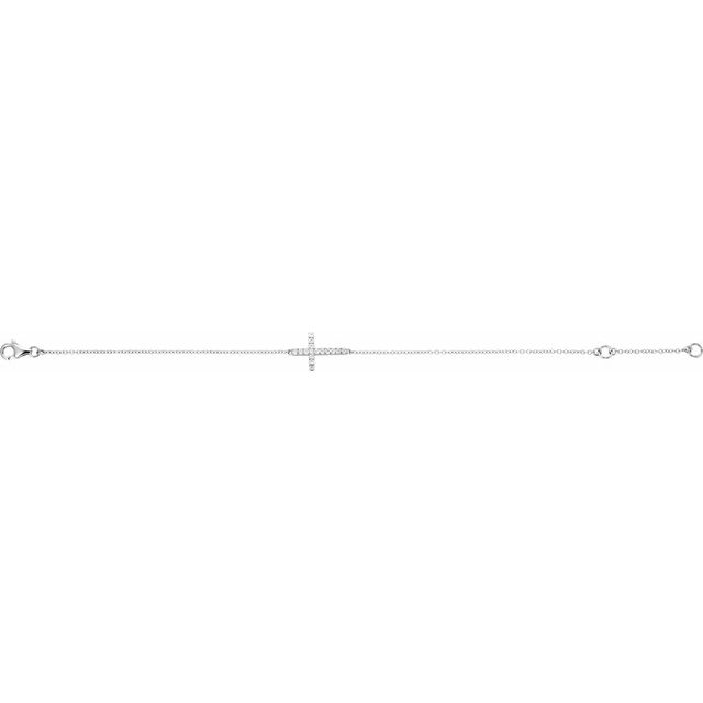 14K White 1/5 CTW Natural Diamond Sideways Cross 7-8" Bracelet