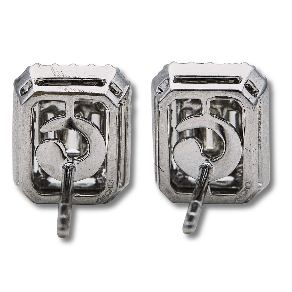 Crivelli 18K White Gold Diamond Illusion Stud Earrings – 1.14 ctw, 11mm x 9mm